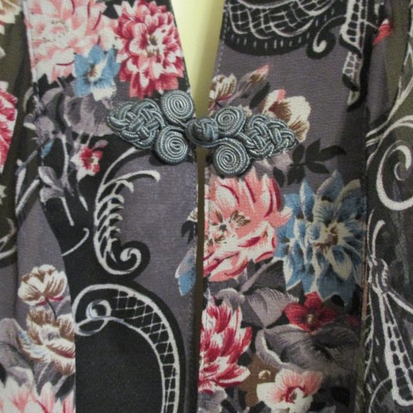 Cecico Romantic Floral Chiffon Kimono Top sz M NWT Ballet Wrap - Picture 3 of 11